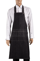 Denim apron with bib and pockets