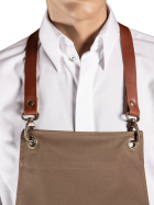 Bib apron with leather straps