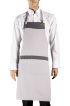 Bib apron with colored hem